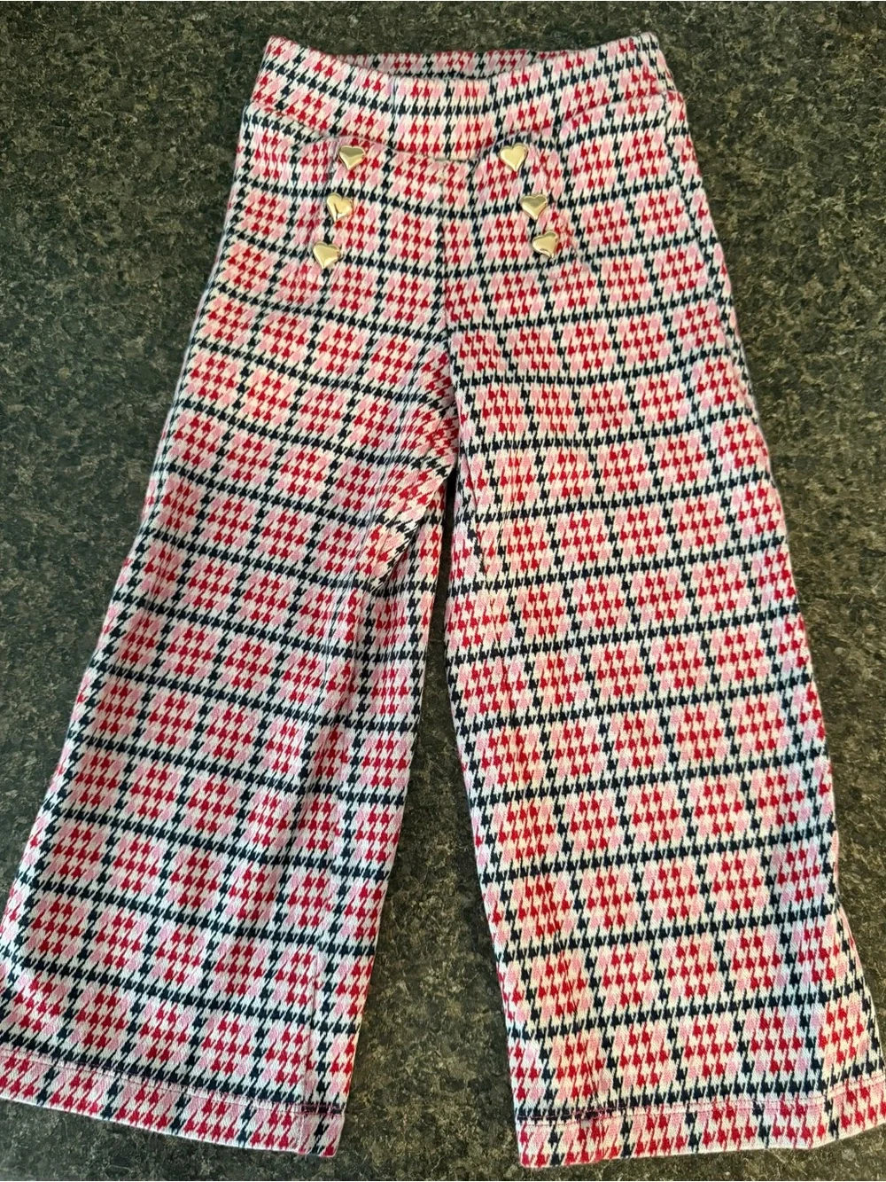 ⭐️ Kids Old Navy Red, Black and White Checked Wide-Leg Pants